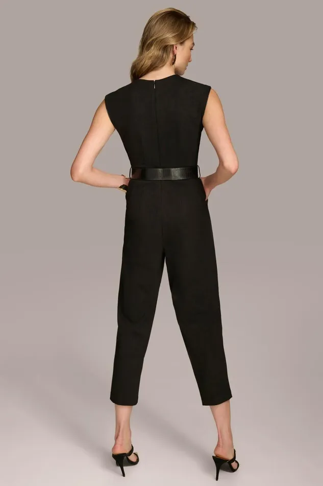 Women Donna Karan Dresses And Jumpsuits V NECK CROPPED JUMPSUIT Black