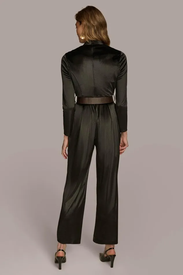 Women Donna Karan Dresses And Jumpsuits VELVET VNECK JUMPSUIT Black