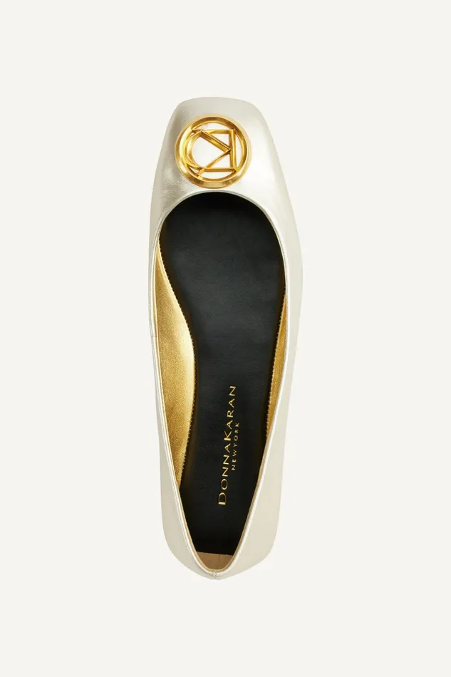 Women Donna Karan Flats And Loafers KYLEE BALLET FLAT Whitegold