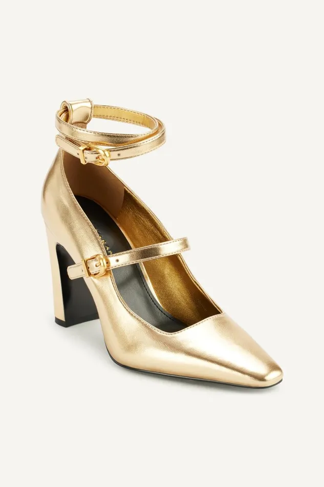 Women Donna Karan Heels And Wedges PRYCE STRAPPY HIGH PUMP HEEL Gold