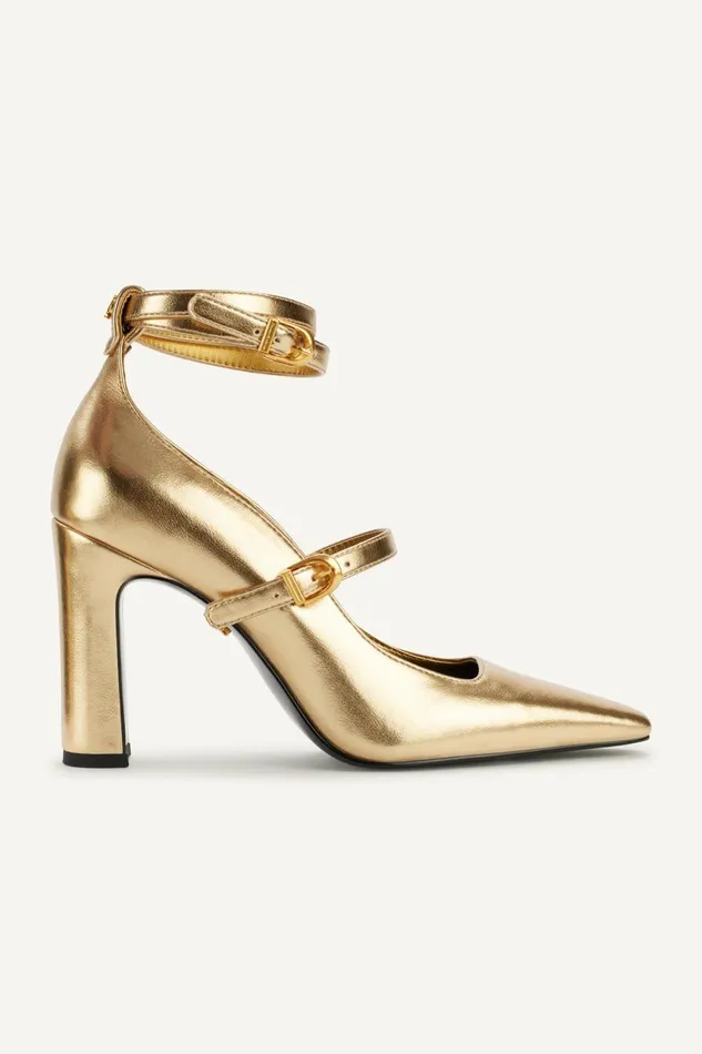 Women Donna Karan Heels And Wedges PRYCE STRAPPY HIGH PUMP HEEL Gold