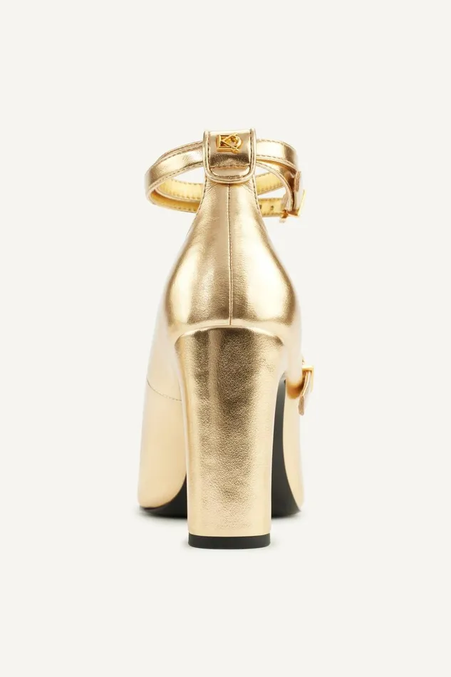 Women Donna Karan Heels And Wedges PRYCE STRAPPY HIGH PUMP HEEL Gold