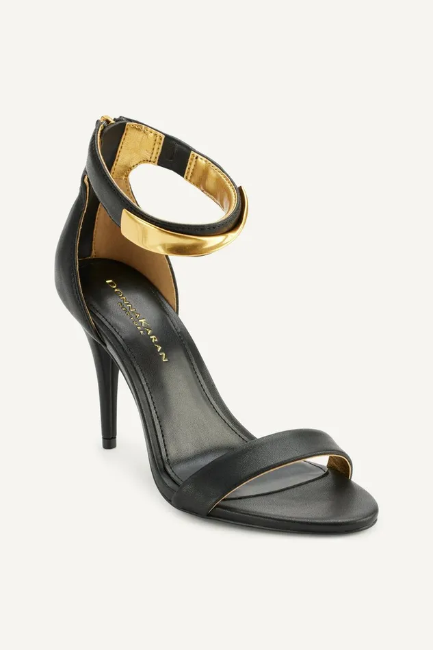 Women Donna Karan Heels And Wedges SABINA ANKLE STRAP SANDAL Black