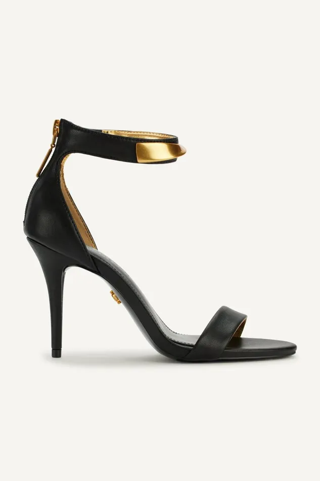 Women Donna Karan Heels And Wedges SABINA ANKLE STRAP SANDAL Black