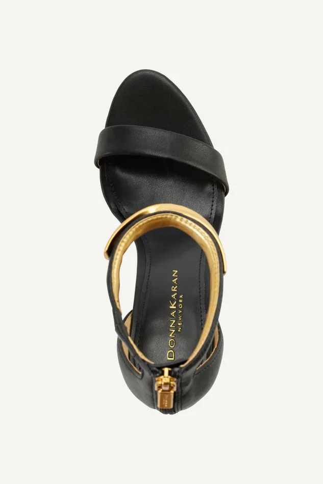Women Donna Karan Heels And Wedges SABINA ANKLE STRAP SANDAL Black