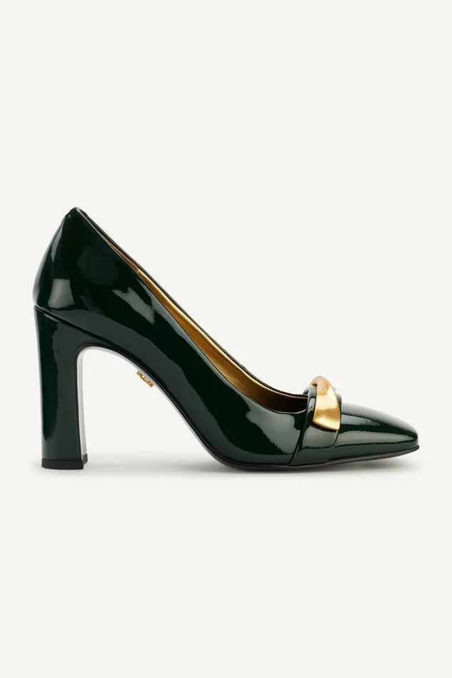 Women Donna Karan Heels And Wedges SABINA SQUARE TOE PUMP Forest Green