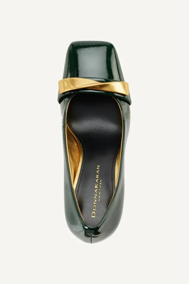 Women Donna Karan Heels And Wedges SABINA SQUARE TOE PUMP Forest Green