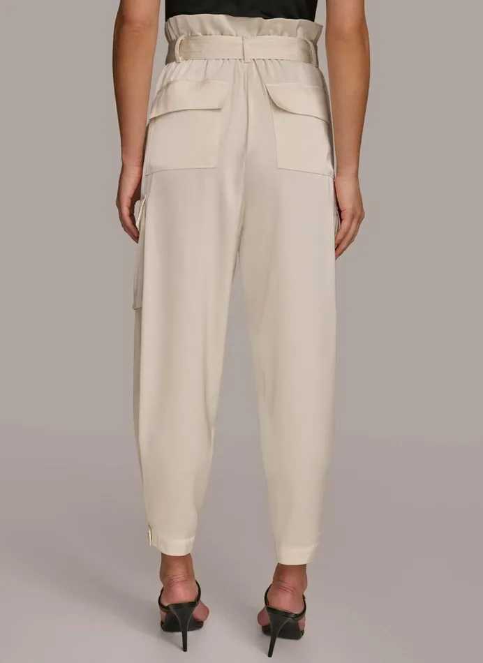 Women Donna Karan Pants CARGO PANT WITH TIE BELT Cream