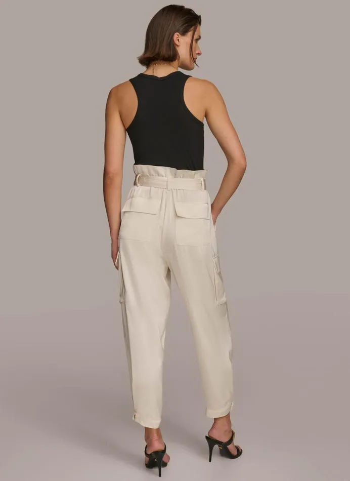 Women Donna Karan Pants CARGO PANT WITH TIE BELT Cream