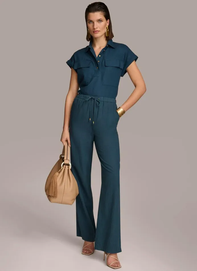 Women Donna Karan Pants DRAWSTRING PANT Tide Navy