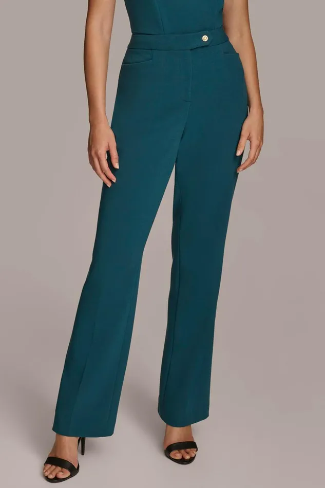 Women Donna Karan Pants MIDRISE STRAIGHT LEG PANT Peacock