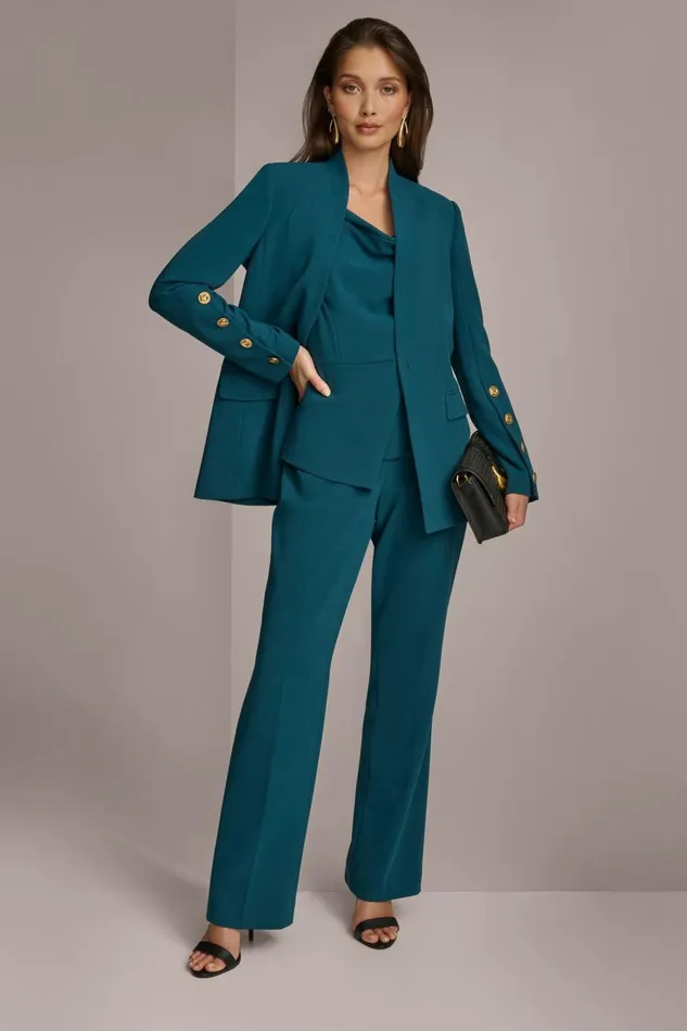 Women Donna Karan Pants MIDRISE STRAIGHT LEG PANT Peacock