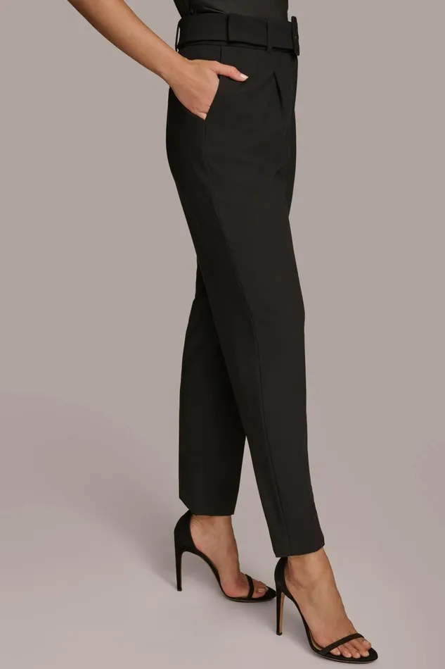 Women Donna Karan Pants PLEATED PANT WITH BELT Black