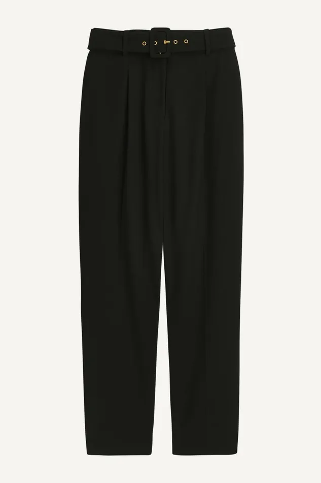 Women Donna Karan Pants PLEATED PANT WITH BELT Black