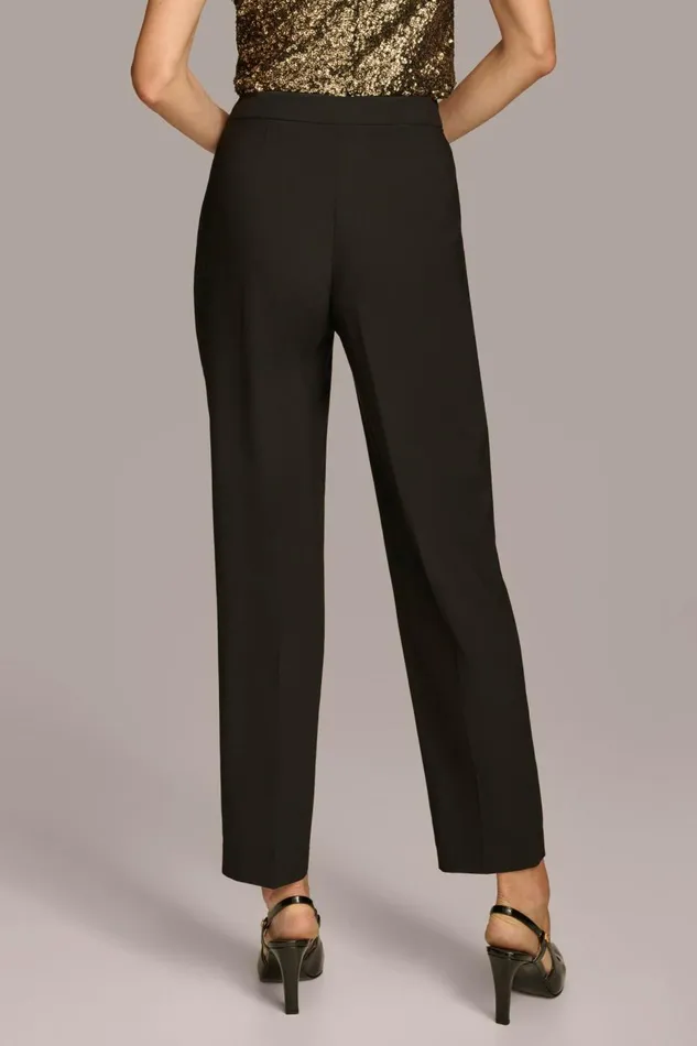 Women Donna Karan Pants PLEATED STRAIGHT LEG PANT Black