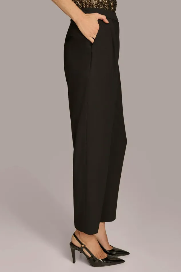 Women Donna Karan Pants PLEATED STRAIGHT LEG PANT Black