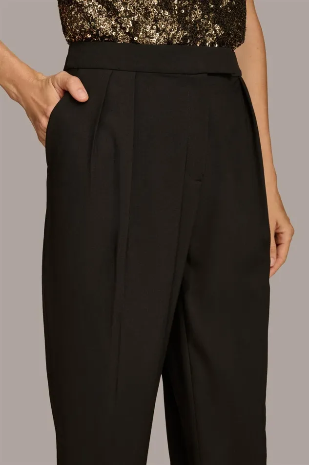 Women Donna Karan Pants PLEATED STRAIGHT LEG PANT Black