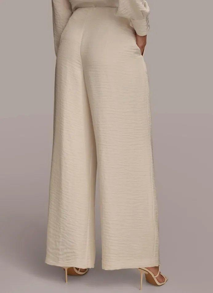 Women Donna Karan Pants PLEATED WIDE LEG PANT Cream