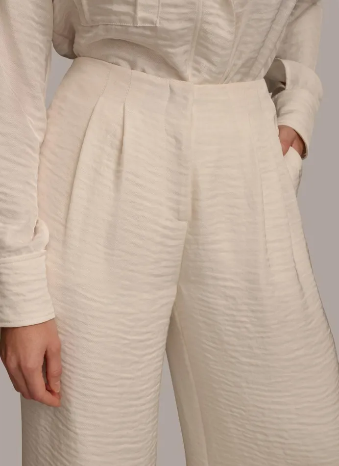 Women Donna Karan Pants PLEATED WIDE LEG PANT Cream