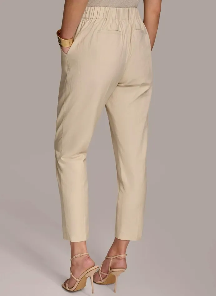 Women Donna Karan Pants PULL ON TROUSER WITH PLEATS Beige