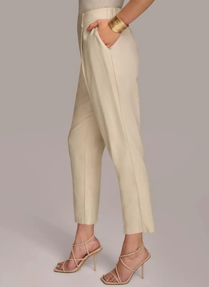 Women Donna Karan Pants PULL ON TROUSER WITH PLEATS Beige