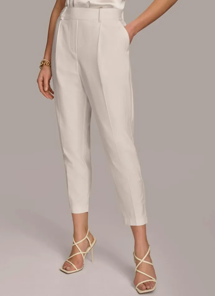 Women Donna Karan Pants PULL ON TROUSER WITH PLEATS Cream
