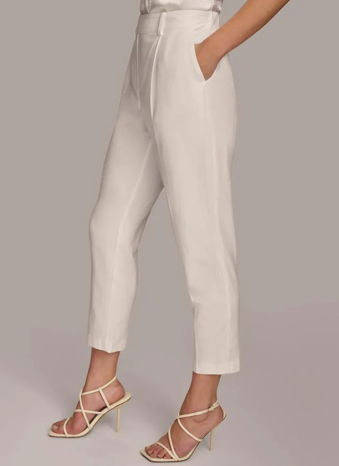 Women Donna Karan Pants PULL ON TROUSER WITH PLEATS Cream