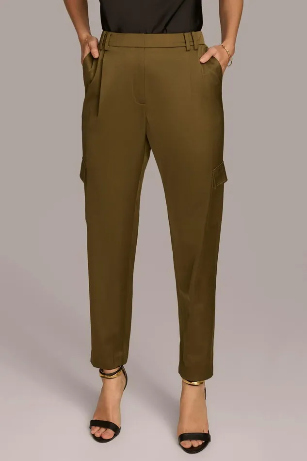 Women Donna Karan Pants STRAIGHT LEG CARGO PANT Beech