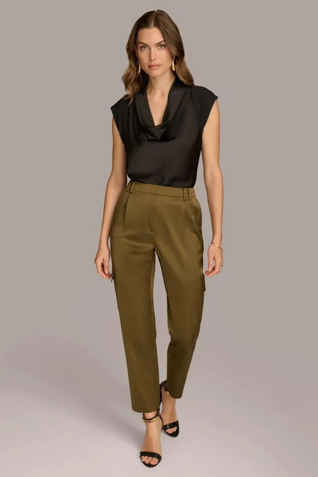 Women Donna Karan Pants STRAIGHT LEG CARGO PANT Beech