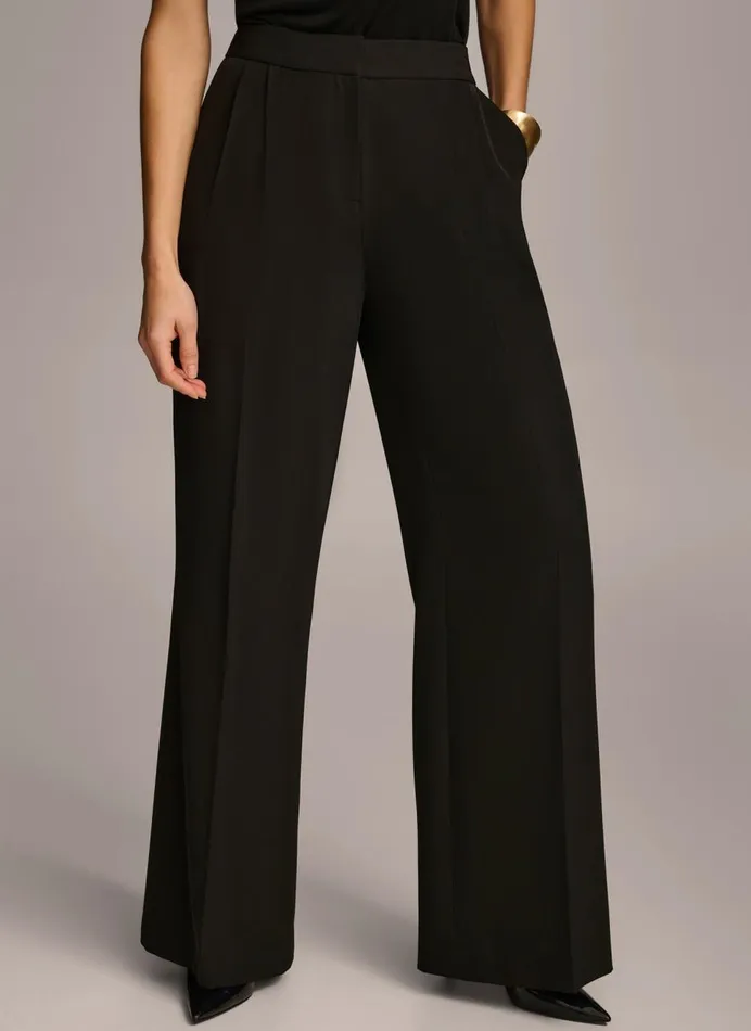 Women Donna Karan Pants WIDE LEG PANT Black