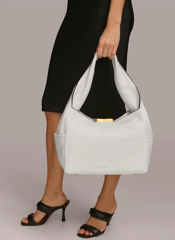 Women Donna Karan Shoulder And Hobo Bags AMAGANSETT SHOULDER BAG Brilliant White