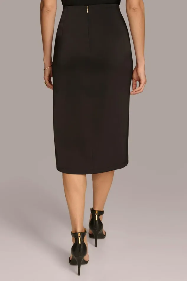 Women Donna Karan Skirts FAUX WRAP MIDI SKIRT Black