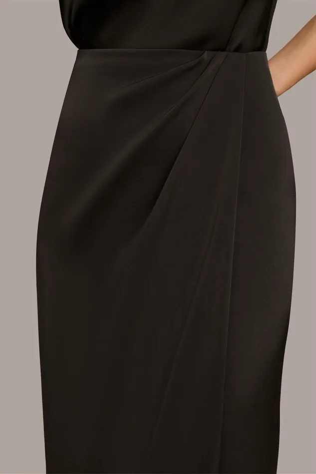 Women Donna Karan Skirts FAUX WRAP MIDI SKIRT Black