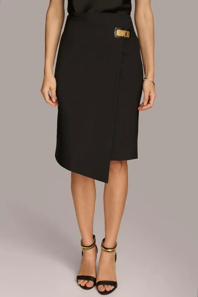 Women Donna Karan Skirts PENCIL SKIRT WITH BUCKLE DETAIL Black