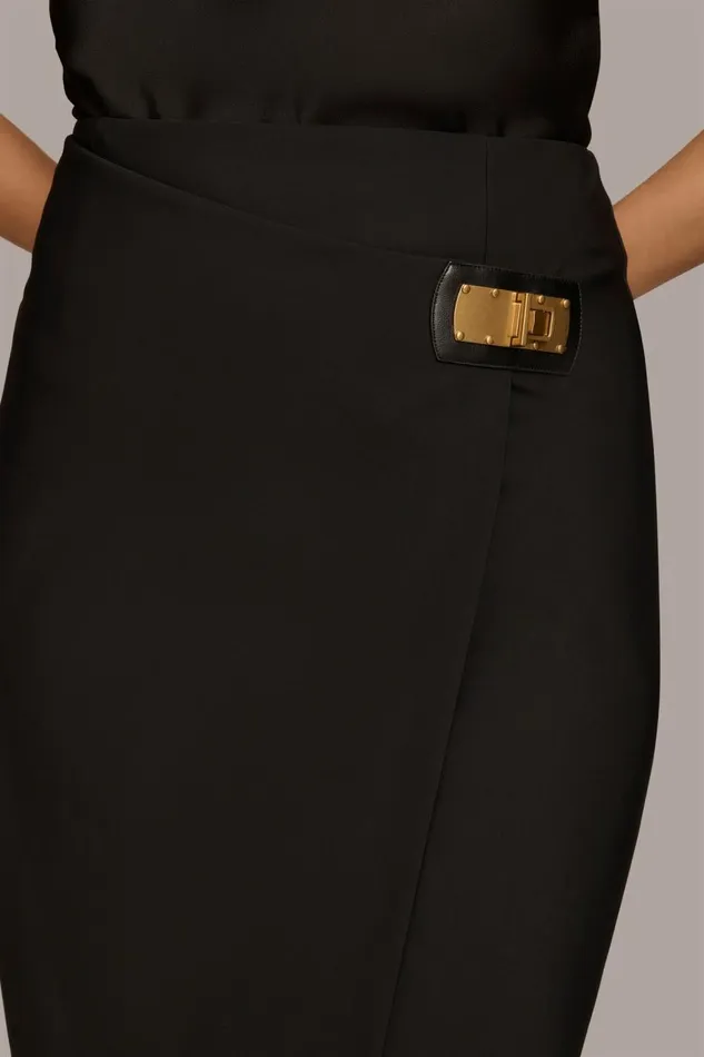 Women Donna Karan Skirts PENCIL SKIRT WITH BUCKLE DETAIL Black