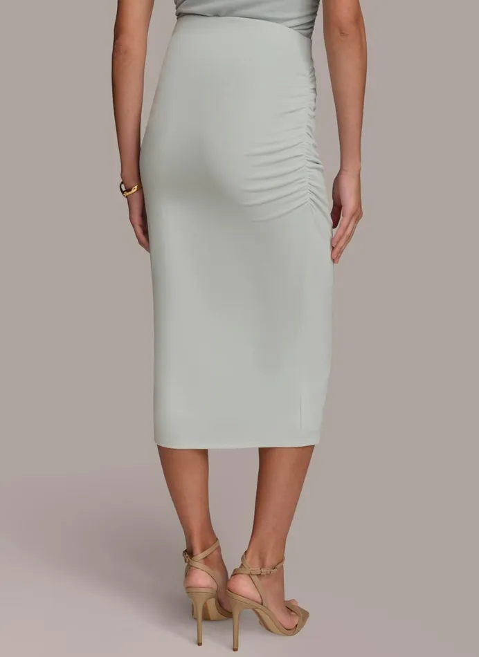 Women Donna Karan Skirts SLIM RUCHED SIDE SKIRT Blue Frost
