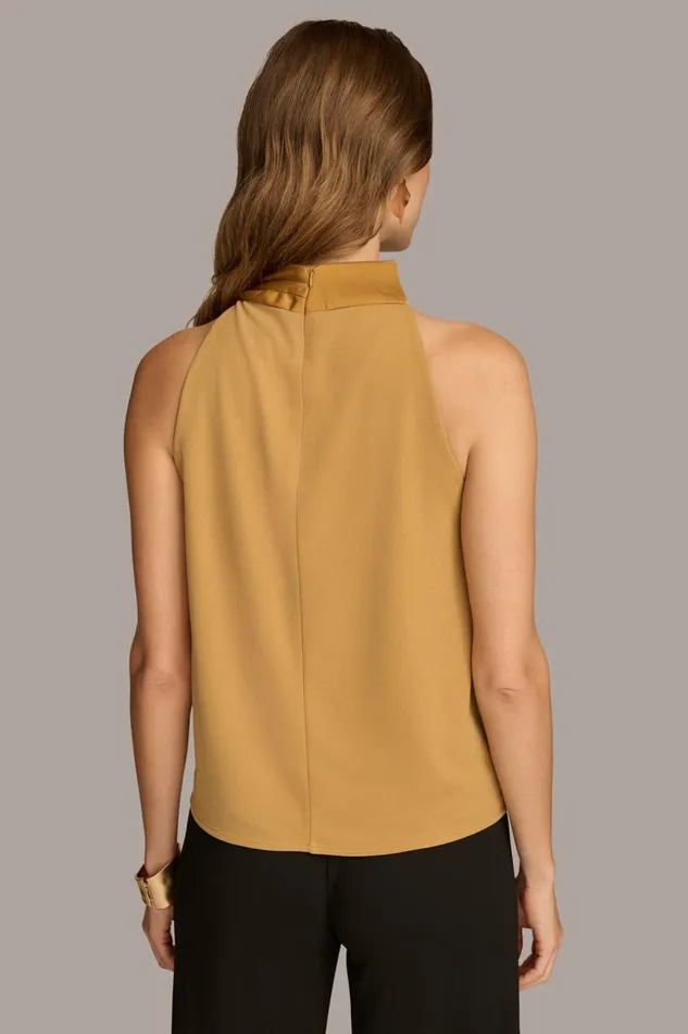 Women Donna Karan Sweaters And Tops ASYMMETRICAL MOCK NECK TOP Antique Gold
