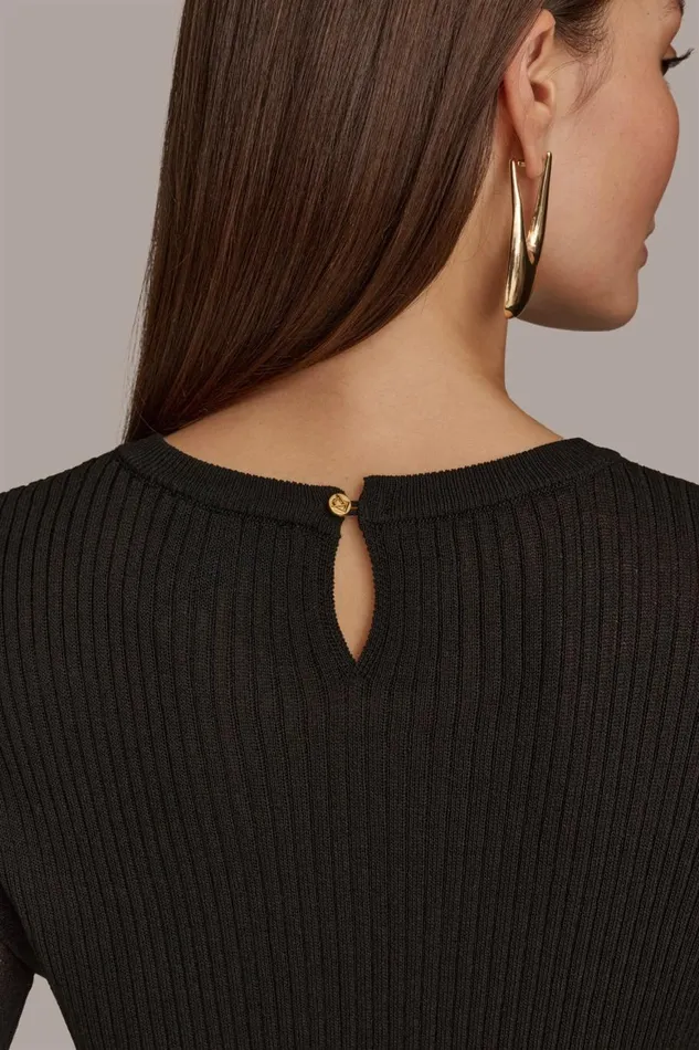 Women Donna Karan Sweaters And Tops CREW NECK TOP Black