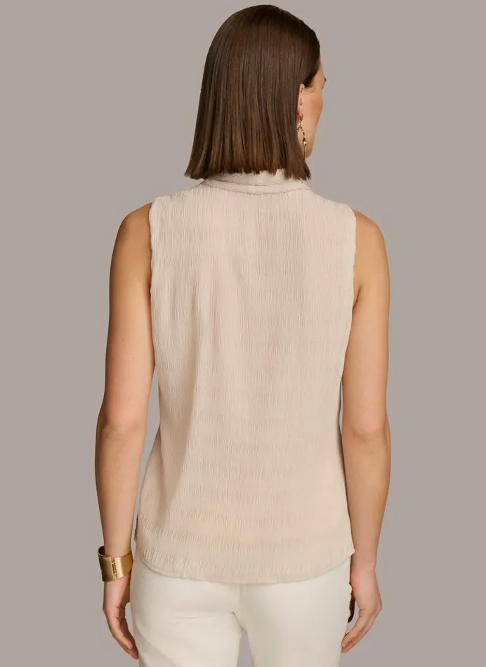 Women Donna Karan Sweaters And Tops FAUX WRAP PEPLUM TOP Sand
