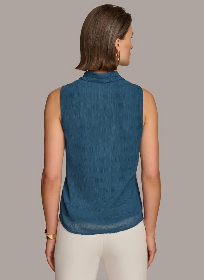 Women Donna Karan Sweaters And Tops FAUX WRAP PEPLUM TOP Tide Navy