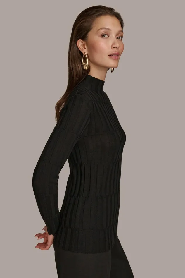 Women Donna Karan Sweaters And Tops MERINO WOOL SWEATER Black