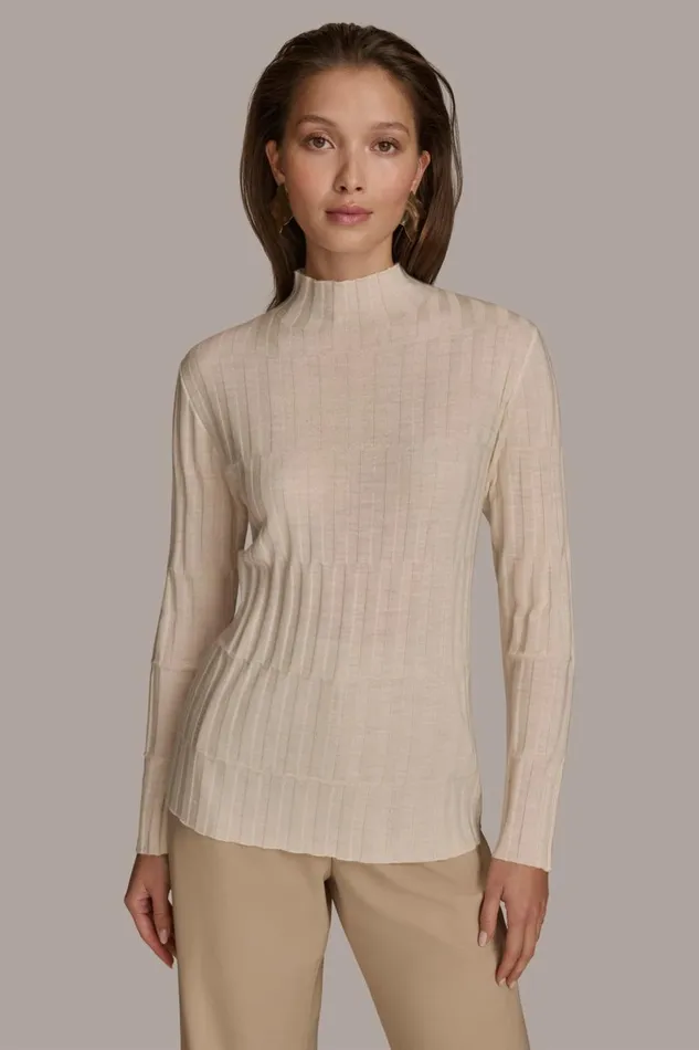 Women Donna Karan Sweaters And Tops MERINO WOOL SWEATER Ivory