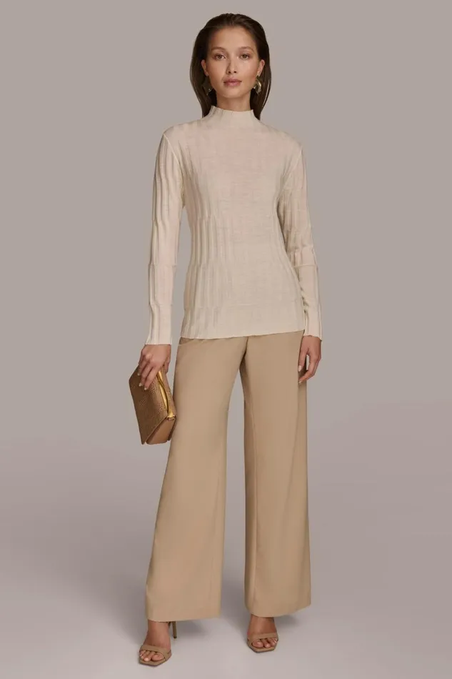 Women Donna Karan Sweaters And Tops MERINO WOOL SWEATER Ivory