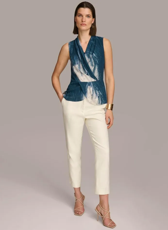Women Donna Karan Sweaters And Tops PRINT DRAPE TOP Tide Multi