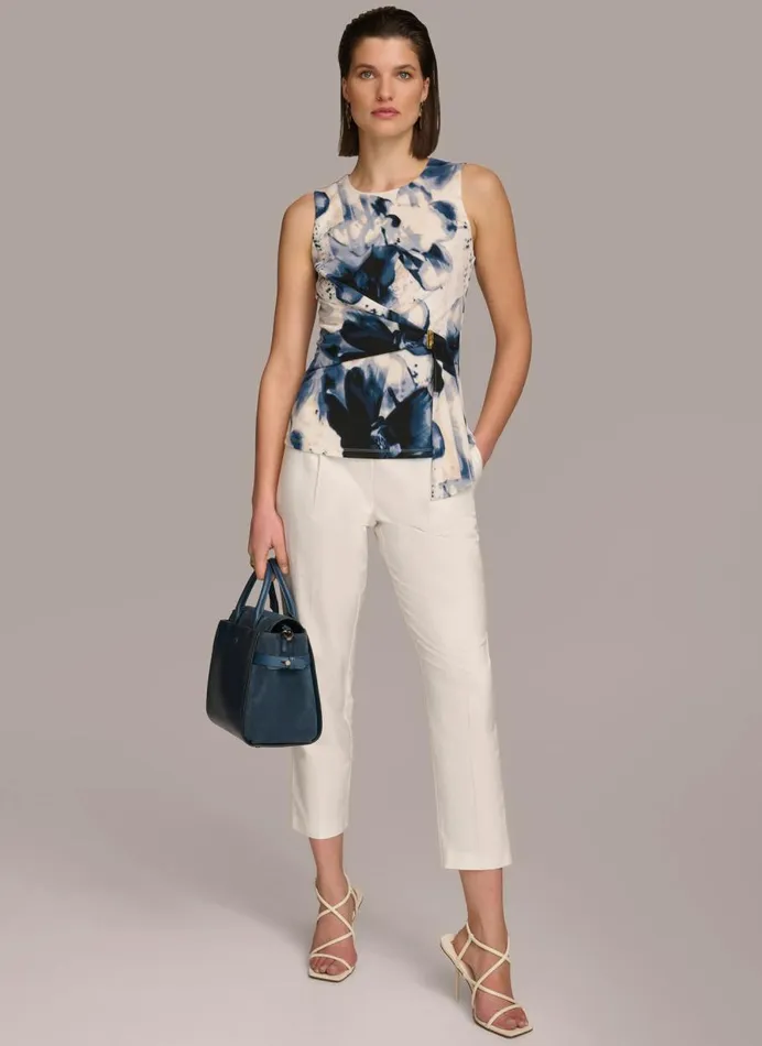 Women Donna Karan Sweaters And Tops PRINTED WRAP TOP Tidecream