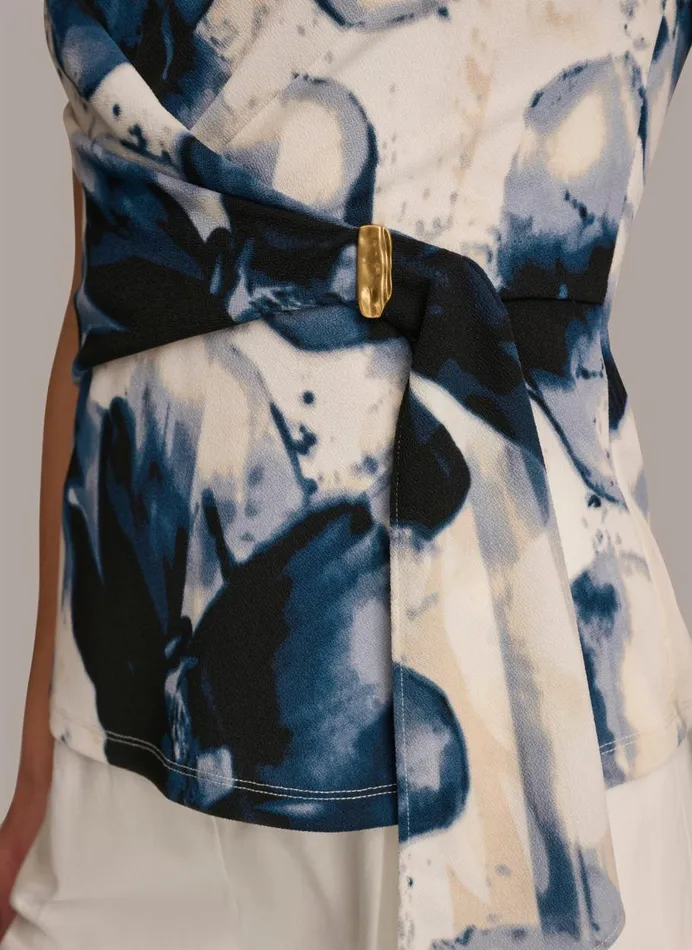 Women Donna Karan Sweaters And Tops PRINTED WRAP TOP Tidecream