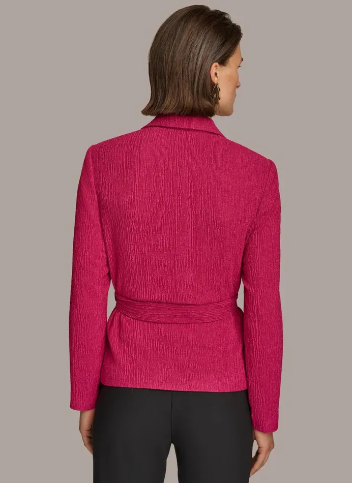 Women Donna Karan Sweaters And Tops TEXTURE BELTED WRAP JACKET Cactus Flower