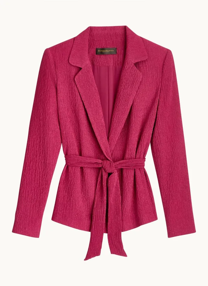 Women Donna Karan Sweaters And Tops TEXTURE BELTED WRAP JACKET Cactus Flower