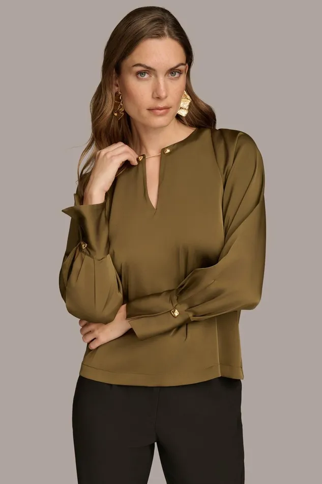 Women Donna Karan Sweaters And Tops TOP WITH CHAIN HARDWARE Beech