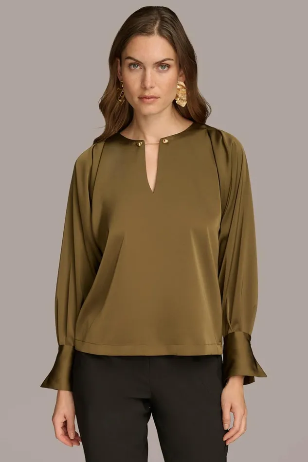 Women Donna Karan Sweaters And Tops TOP WITH CHAIN HARDWARE Beech